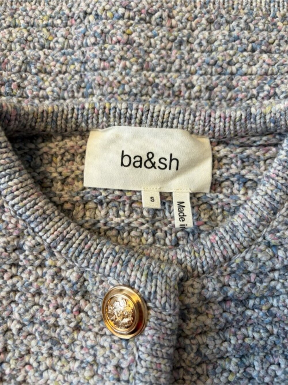 ba&sh Bash Guspa Multicolor Tweed Cardigan Jacket Gray Pastel Multi | size 1 / S - Picture 14 of 16
